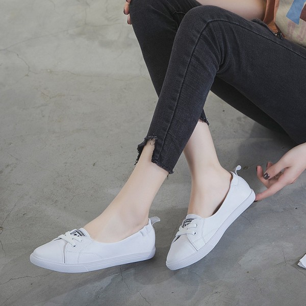 Genuine Leather Top Layer Cowhide Shallow Cut Single Shoe 2023 Spring Genuine Leather Small White Shoes For Women Versatile Pregnant Women Spring Korean Version