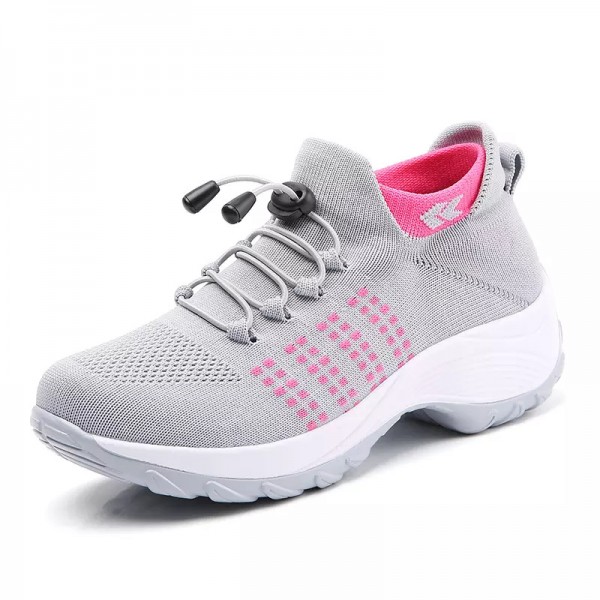 New Cross Border Large Size High Elastic Flying Weave Breathable Shoes Trend Fashion Lightweight Socks Sports Women's Shoes