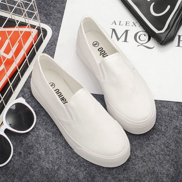 Summer And Autumn: Wearing Canvas Small White Shoes With One Foot, Female Anti Slip Student Thick Sole Lazy Shoes, Old Beijing Cloth Shoes, Female Nurse Shoes
