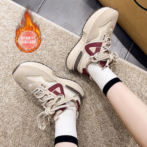 Hong Kong Style Showcasing Feet Small Retro Thick Sole Mesh Red Forrest Gump Dad Sports Shoes 2023 Autumn New Tennis Style Women's Shoes