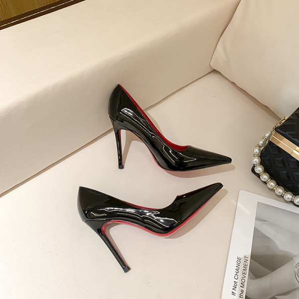 ZS111 Network Red 31-45 Size High Heels Women's Thin Heels 2022 Nude Sexy Light Mouth Pointed Patent Leather Single Shoes Women