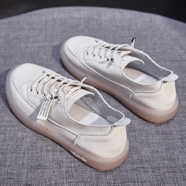 Genuine Leather Small White Shoes For Women In Spring 2023, New Women's Shoes Are Versatile And Can Be Worn With Cow Tendons. Soft Soled Pregnant Women's Shoes With Flat Soles