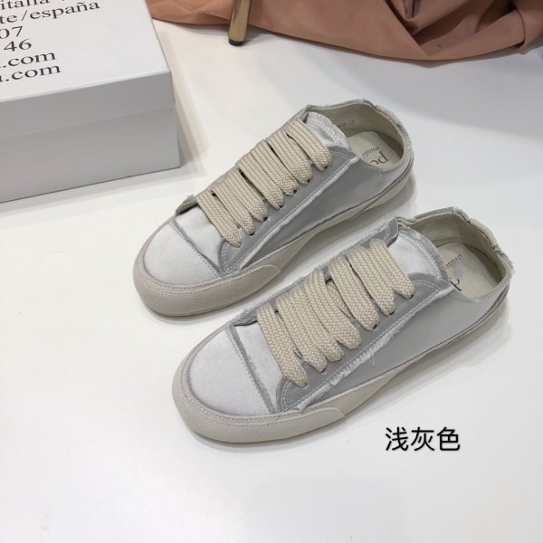 Spanish Niche PG Silk Satin Small White Shoes Women's Shoes Lace Up Flat Bottomed Casual Single Shoes Solid Color Board Shoes Wholesale