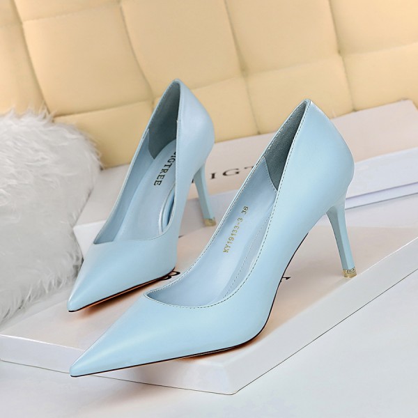 9511-17 Korean Edition Fashion Simple Women's Shoes Slim High Heels Slim Heels Super High Heels Shallow Mouth Pointed Sexy Single Shoes
