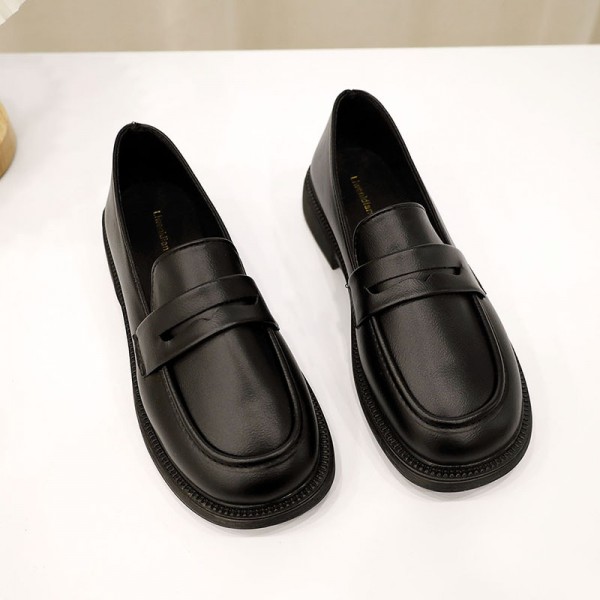 Thick Sole British Style Small Leather Shoes For Women In Spring 2022, New Versatile Soft Sole Soft Leather Retro Korean Version Work Loafers
