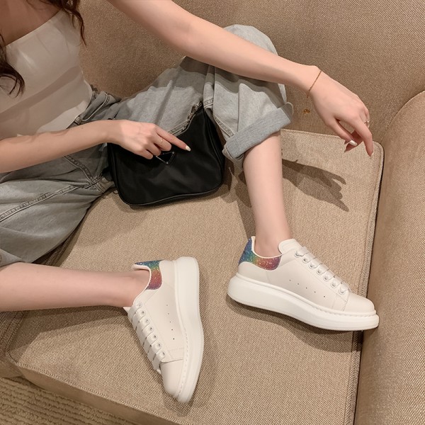 Cowhide~Little White Shoes Women's Sumaikun Thick Sole Shoes Super Fire Inner Heightening Dad Net Red Genuine Leather Versatile Matsuke Shoes