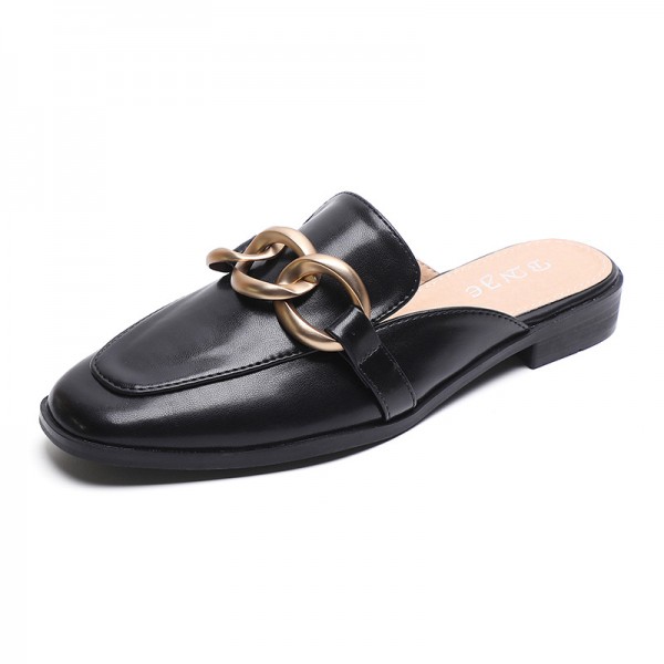 Weiwei Girl 340-2 Wearing Mueller Shoes On The Outside, Korean Version Metal Buckle Wrapped Half Slippers, Women's Square Head, Thick Heel Sandals, Women