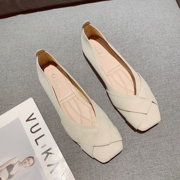 Luji Single Shoe Women's 2023 New Spring And Autumn Fairy Style Gentle Soft Sole Flat Bottom Shoes Shallow Mouth Versatile Bean Shoes